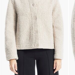 MAX STUDIO WOMENS CREAM SMALL FAUX SHEARLING JACKET BUTTON FRONT  IVORY BEIGE